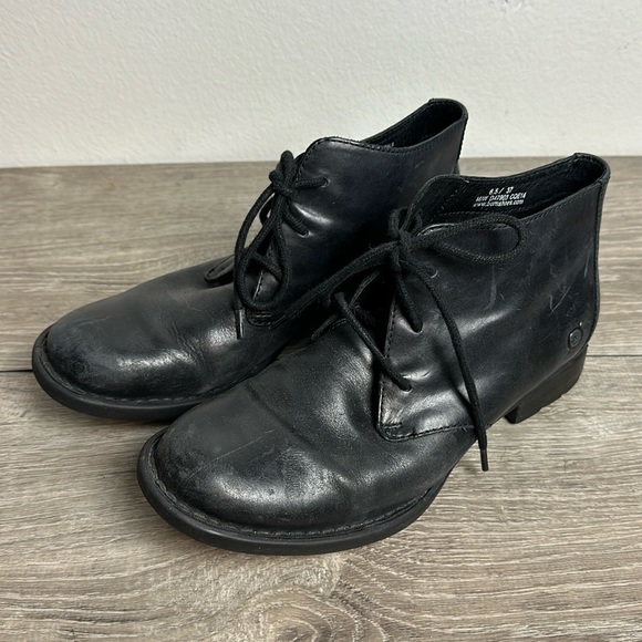 Born Black Leather Lace Up Shoes - Picture 1 of 6